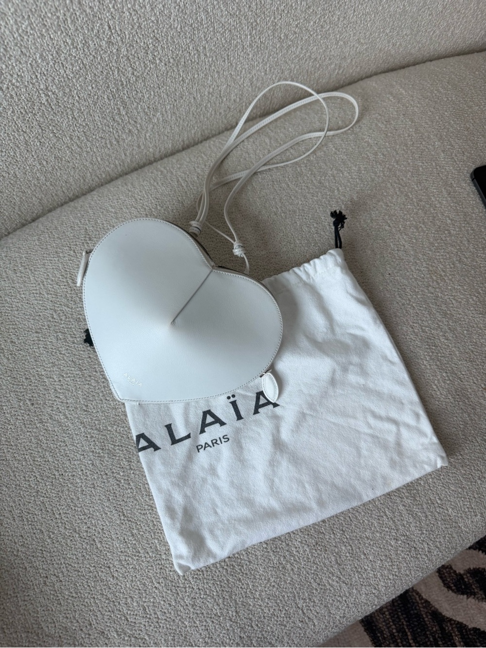 Alaia Le Coeur White Heart-Shaped Leather